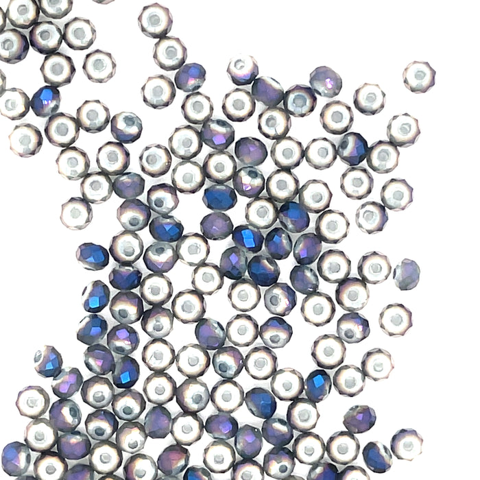 One Chinese Crystals Deep Blue AB 3mm Rondell  .20oz bag