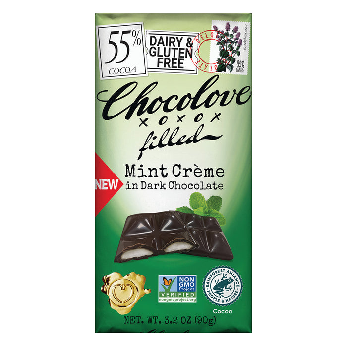 Chocolove Dark Chocolate Mint Creme Candy Bars - 10 Count