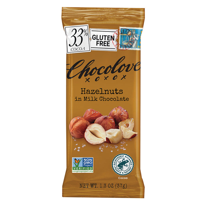 Chocolove Hazelnut Milk Chocolate Candy Bar - 12 Count