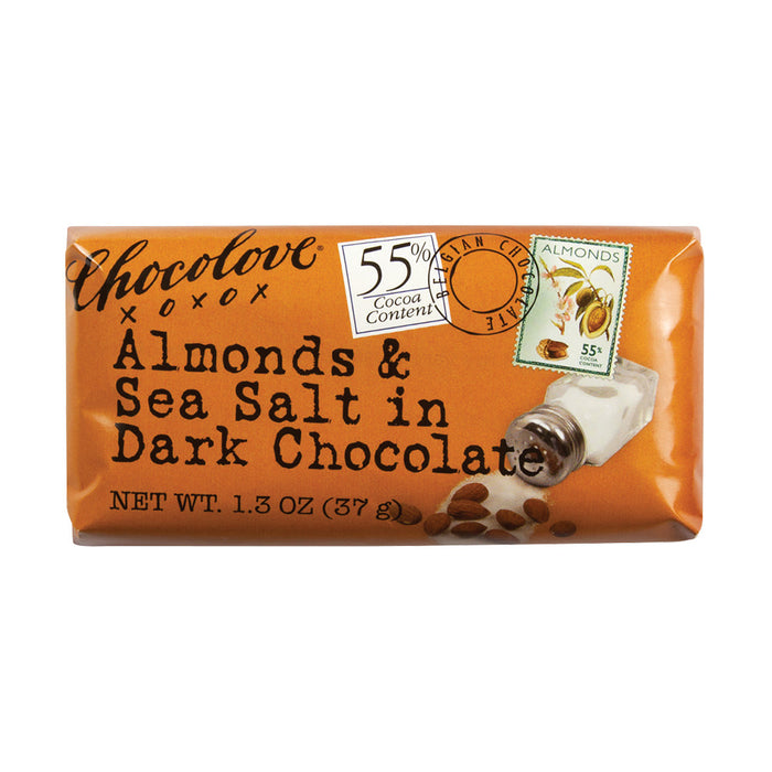 Chocolove Mini Almonds and Sea Salt Dark Chocolate Bars - 12 Count