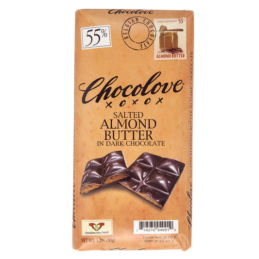Chocolove Salted Almond Butter In Dark Chocolate 3.2oz Bar - 10ct