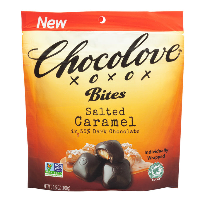 Chocolove Salted Caramel Bites In Dark Chocolate 3.5oz Pouch - 8ct