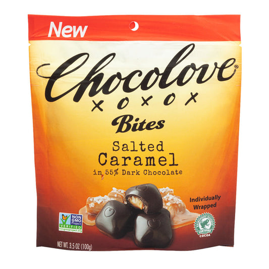 Chocolove Salted Caramel Bites In Dark Chocolate 3.5oz Pouch - 8ct