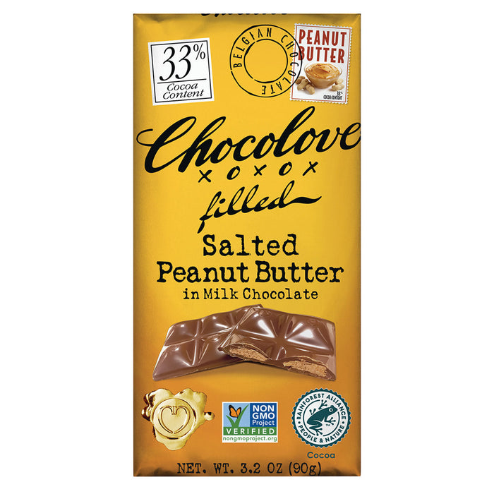 Chocolove Salted Peanut Butter Milk Chocolate Candy Bars - 12 Count