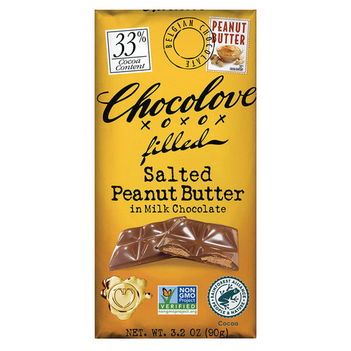 Chocolove Salted Peanut Butter Milk Chocolate Candy Bars - 12 Count