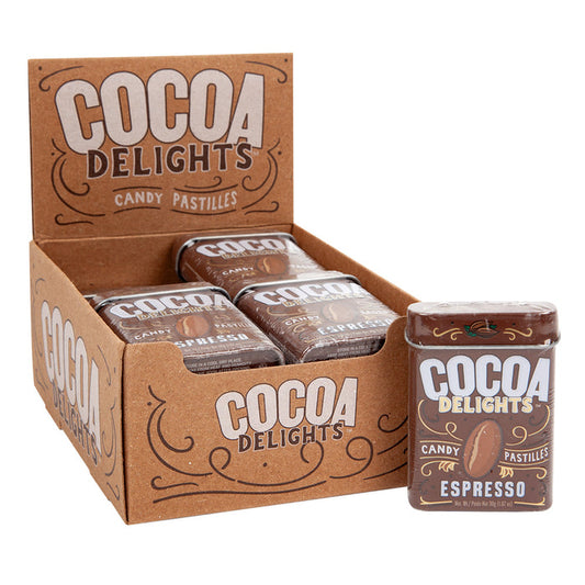 Cocoa Delights Espresso Candy Tins - 12 Count