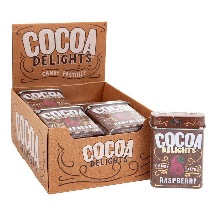Cocoa Delights Raspberry Candy Tins - 12 Count
