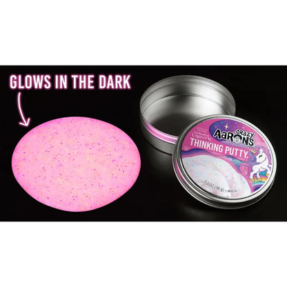 Crazy Aarons Enchanting Unicorn Glowbrights® Full Size 4 Inch Thinking Putty Tin