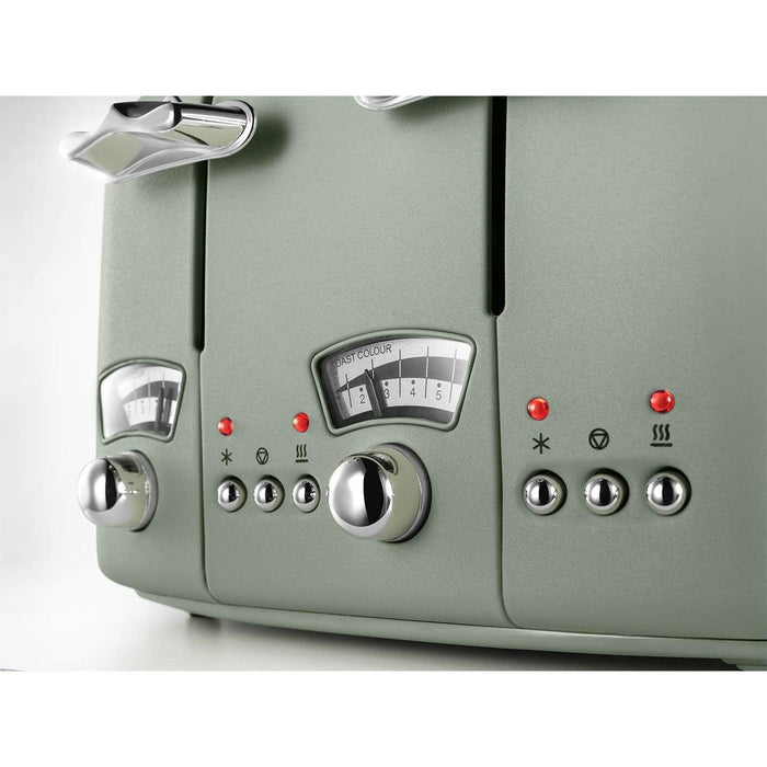 DeLonghi Argento Flora 1800W 4 Slice Toaster - Green | CT04.GR from DID Electrical - guaranteed Irish, guaranteed quality service. (6890772496572)