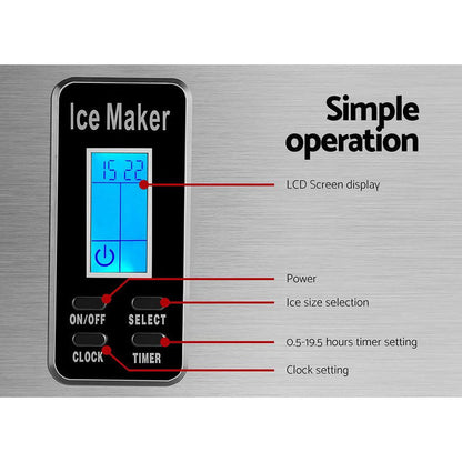 Devanti 3.2L Stainless Steel Portable Ice Cube Maker -Home Living Store - -