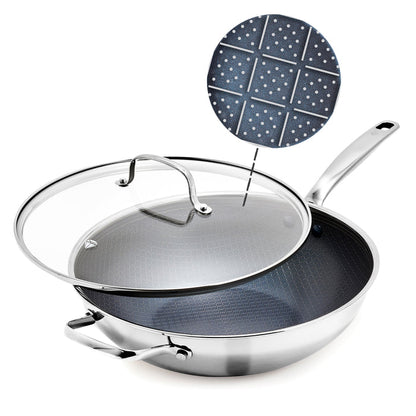 Diamond Bond 12" Wok with Lid and Helper Handle