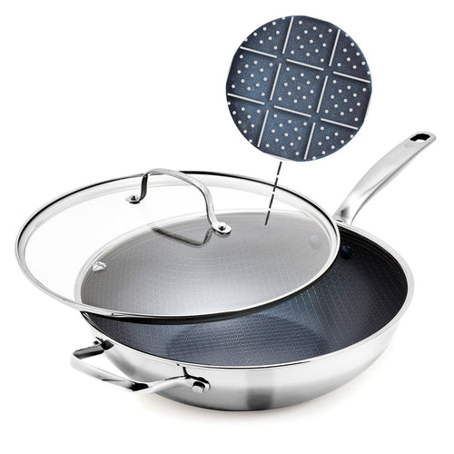 Diamond Bond 12" Wok with Lid and Helper Handle