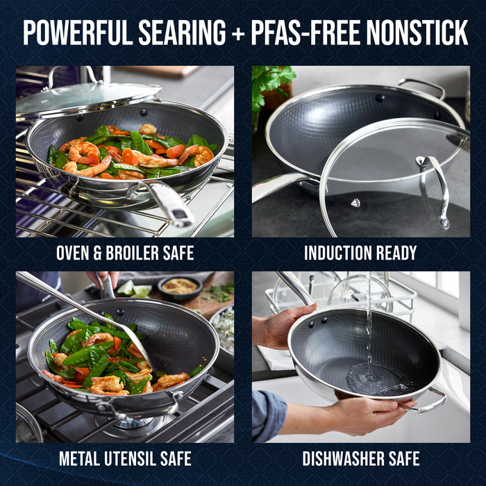 Diamond Bond 12" Wok with Lid and Helper Handle