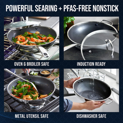 Diamond Bond 12" Wok with Lid and Helper Handle