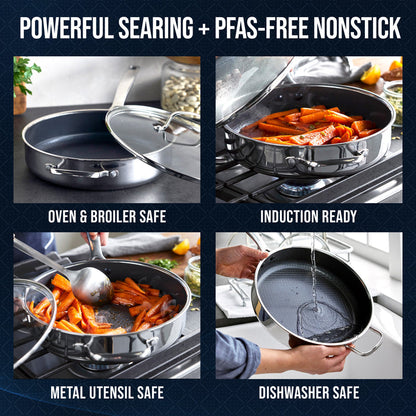 Diamond Bond 4-Quart Sauté Pan with Lid and Helper Handle