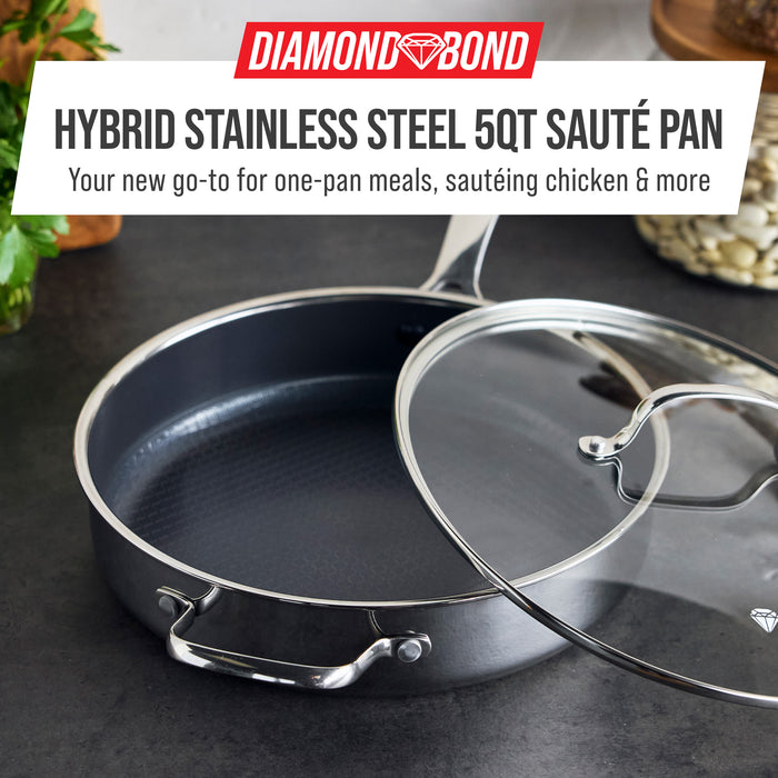 Diamond Bond 4-Quart Sauté Pan with Lid and Helper Handle