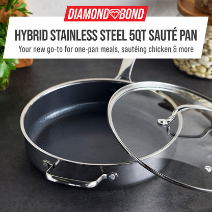 Diamond Bond 4-Quart Sauté Pan with Lid and Helper Handle