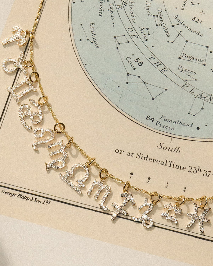Diamond Zodiac Charm 14K Gold