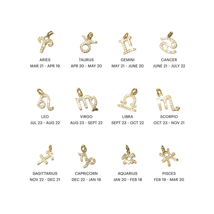 Diamond Zodiac Charm 14K Gold