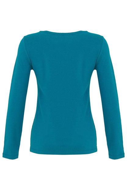 Dolcezza 74500 Teal Blue Long Sleeve T-Shirt Top - Dotique