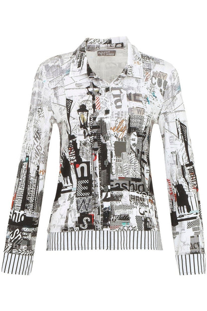 Dolcezza 74672 Shirt Black City Life Print - Dotique