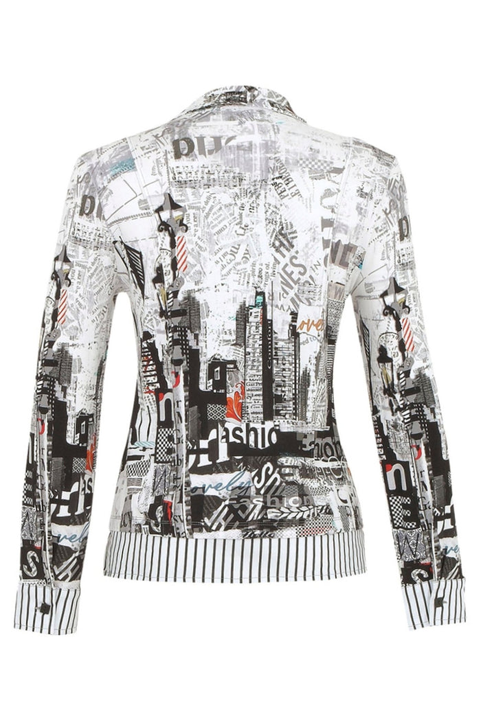 Dolcezza 74672 Shirt Black City Life Print - Dotique