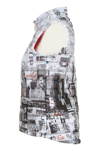 Dolcezza 74822 Padded Gilet Black City Life Print - Dotique
