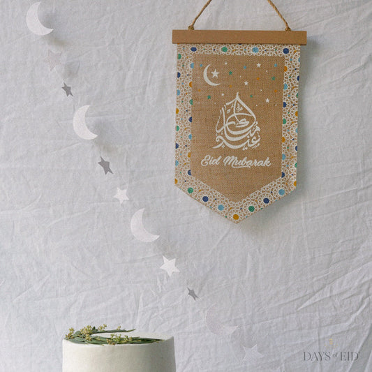 Eid Mubarak Burlap Pennant