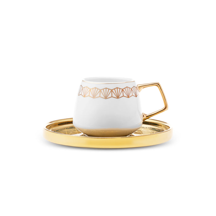 Ensemble de 12 Pièces Karaca Verde en Porcelaine – Tasses à Espresso Café Turc pour 6 Personnes, 100 ml, Multicolore