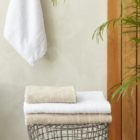Ensemble de serviettes de visage et de bain Karaca Home Vinos 4 pièces, Beige