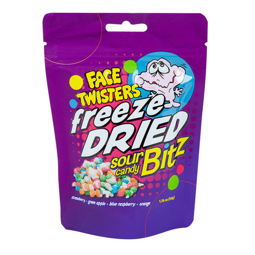 Face Twisters Freeze Dried Sour Bitz Candy Peg Bag - 12 Count