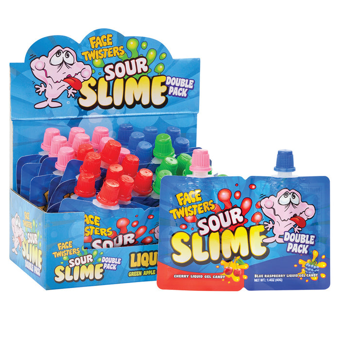 Face Twisters Sour Slime Candy Packets - 18 Count