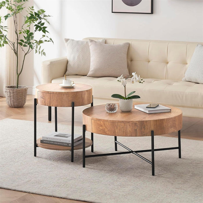Felled Round Coffee Table 810mm - American Oak by Woodstock -Home Living Store - -