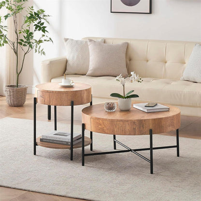 Felled Round Coffee Table 810mm - American Oak by Woodstock -Home Living Store - -