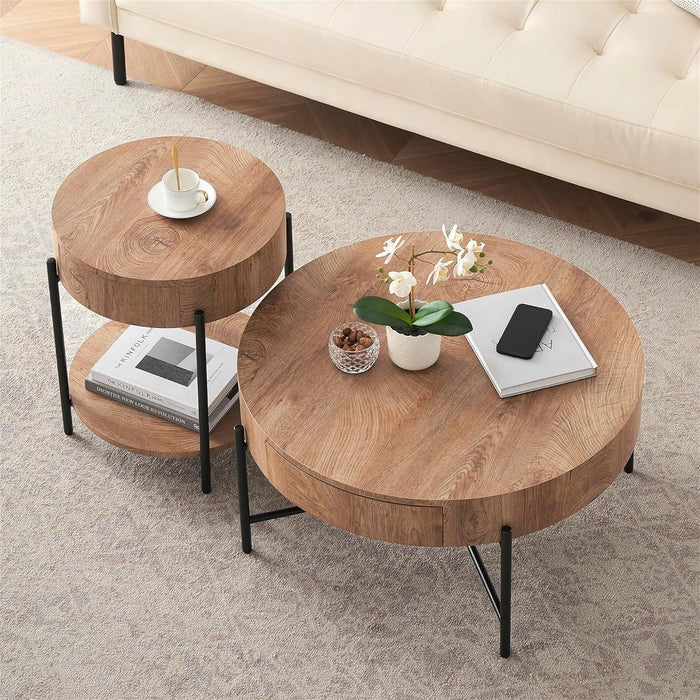 Felled Round Coffee Table 810mm - American Oak by Woodstock -Home Living Store - -