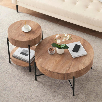 Felled Round Coffee Table 810mm - American Oak by Woodstock -Home Living Store - -