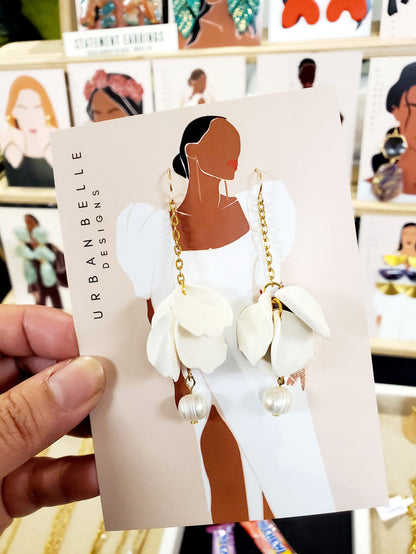 FINA Petal Drop Pearl Earrings 14K Gold Filled