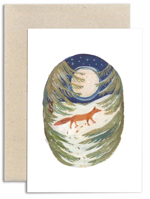 Fox and Moon Card
