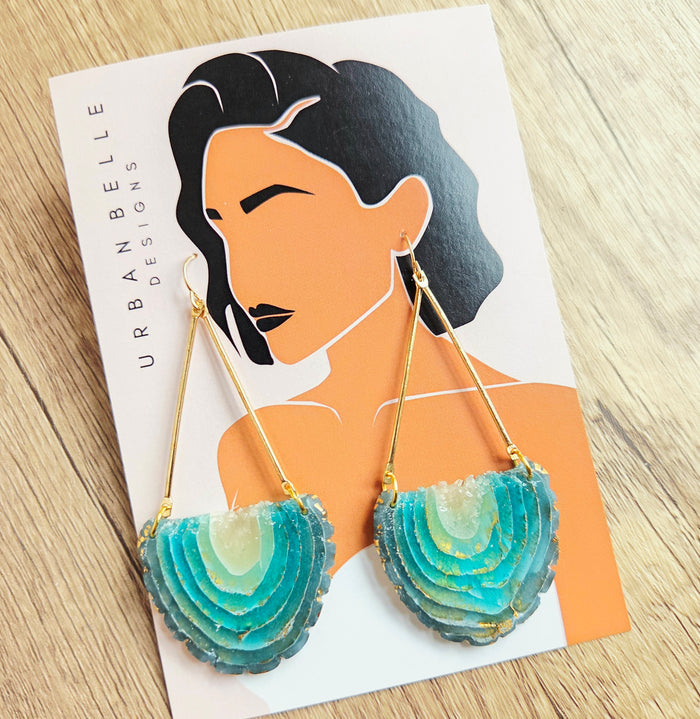 GAIA 14K Gold Filled Chandelier Statement Earrings - Aqua