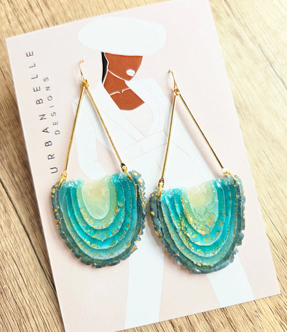 GAIA 14K Gold Filled Chandelier Statement Earrings - Aqua
