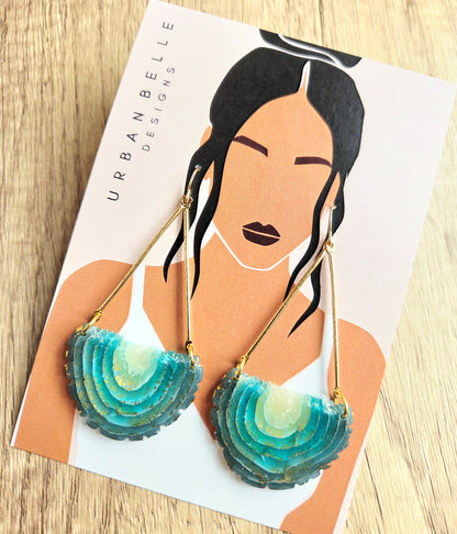 GAIA 14K Gold Filled Chandelier Statement Earrings - Aqua