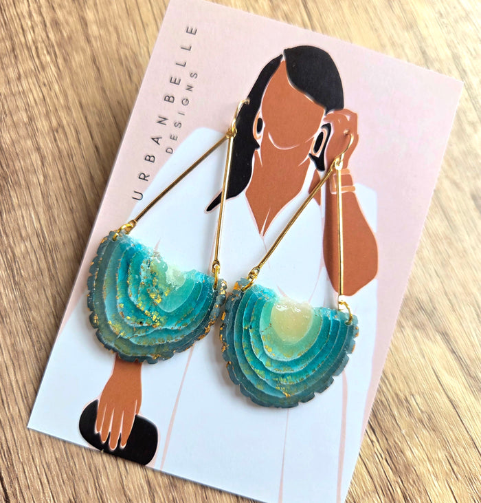 GAIA 14K Gold Filled Chandelier Statement Earrings - Aqua