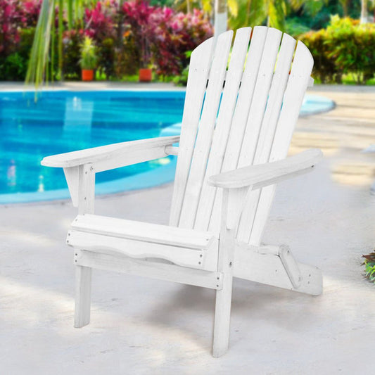 Gardeon Outdoor Furniture Adirondack Chairs Beach Chair Lounge Wooden Patio Garden -Home Living Store - -