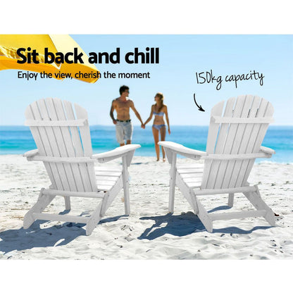 Gardeon Outdoor Furniture Adirondack Chairs Beach Chair Lounge Wooden Patio Garden -Home Living Store - -