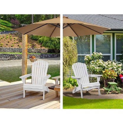 Gardeon Outdoor Furniture Adirondack Chairs Beach Chair Lounge Wooden Patio Garden -Home Living Store - -