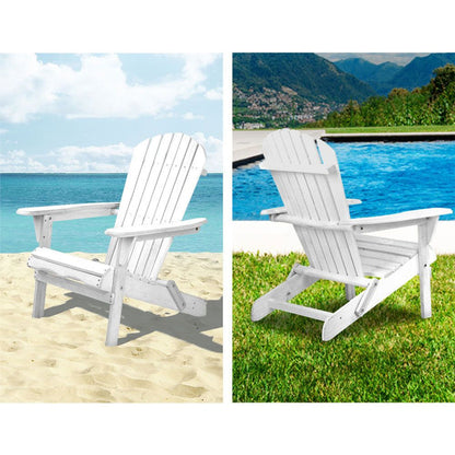 Gardeon Outdoor Furniture Adirondack Chairs Beach Chair Lounge Wooden Patio Garden -Home Living Store - -