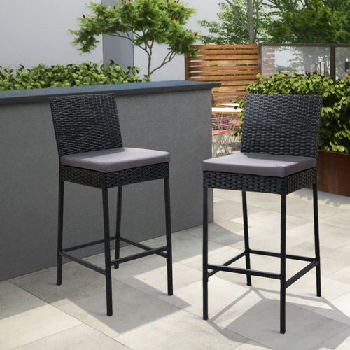Gardeon Set of 2 Outdoor Bar Stools Dining Chairs Wicker Furniture -Home Living Store - -