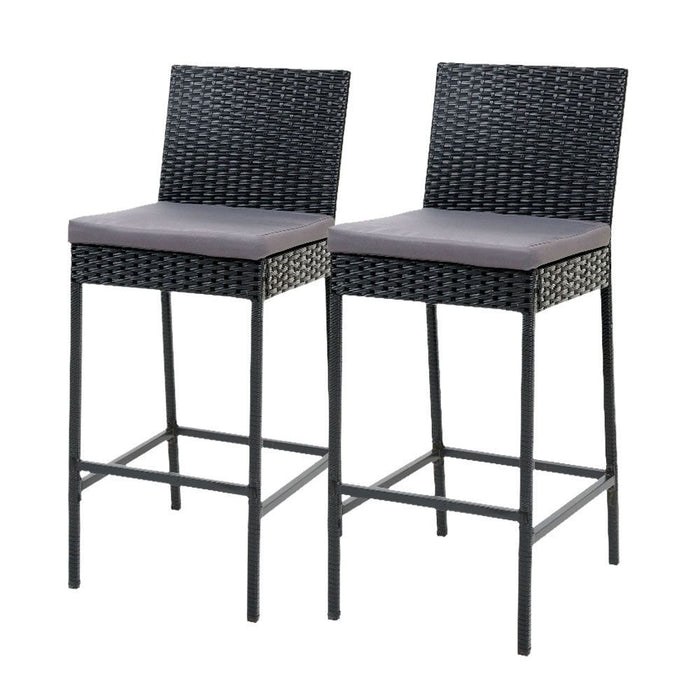 Gardeon Set of 2 Outdoor Bar Stools Dining Chairs Wicker Furniture -Home Living Store - -