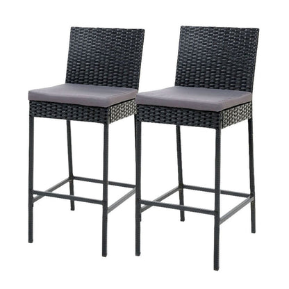 Gardeon Set of 2 Outdoor Bar Stools Dining Chairs Wicker Furniture -Home Living Store - -