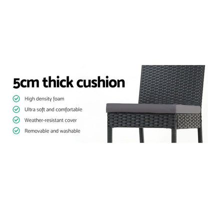 Gardeon Set of 2 Outdoor Bar Stools Dining Chairs Wicker Furniture -Home Living Store - -